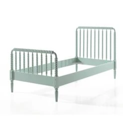 Lit Bois Laqué Vert Menthe Alissa 90x200 Cm