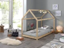Lit Cabane 90x200 Cm Pin Massif Clair Cabana -Vente De Chambre lit cabane 90x200 cm pin massif clair cabane 5420070228985 271823