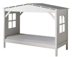 Lit Cabane Pin Massif Blanc Pino 90x200 Cm