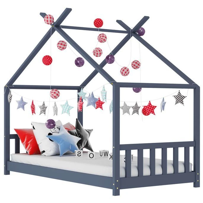 Lit Cabane Pin Massif Gris Dorma 70x140 Cm 1 Lit Cabane Pin Massif Gris Dorma 70x140 Cm