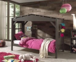 Lit Cabane Pin Massif Taupe Pinie 90x200 Cm -Vente De Chambre lit cabane pin massif taupe pinie 90x200 cm 208703