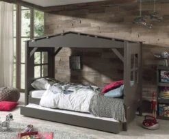 Lit Cabane Pin Massif Taupe Pinie 90x200 Cm -Vente De Chambre lit cabane pin massif taupe pinie 90x200 cm 269653