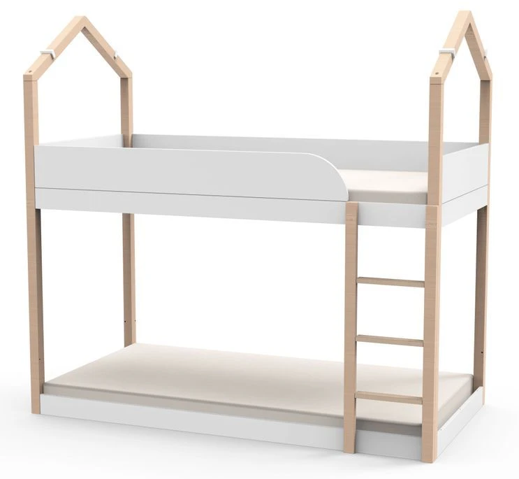 Lit Cabane Superposé Bois Massif Clair Et Blanc Casa 90x190 Cm 1 Lit Cabane Superposé Bois Massif Clair Et Blanc Casa 90x190 Cm