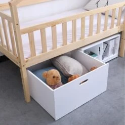 Lit Cabane Surélevé Avec Bacs De Rangements Beige Et Blanc -Vente De Chambre lit cabane sureleve avec bacs de rangements beige et blanc 3248116160172 529655