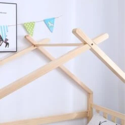 Lit Cabane Surélevé Avec Bacs De Rangements Beige Et Blanc -Vente De Chambre lit cabane sureleve avec bacs de rangements beige et blanc 3248116160172 529658