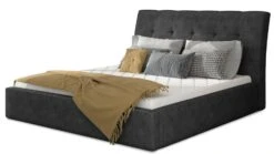 Lit Capitonné Avec Rangement Tissu Gris Foncé Klein