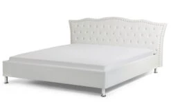 Lit Capitonné Similicuir Blanc Ventus 140x190 Cm