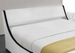 Lit Coffre 140x190 Cm Simili Cuir Blanc Mat Liseré Noir Asora 11 Lit Coffre 140x190 Cm Simili Cuir Blanc Mat Liseré Noir Asora -Vente De Chambre lit coffre 140x190 cm simili cuir blanc mat lisere noir aster 3557630028166 570398