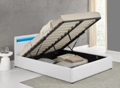 Lit Coffre à Led Simili Cuir Blanc Balto 160 -Vente De Chambre lit coffre a led simili cuir blanc balto 160 3557630016774 229948