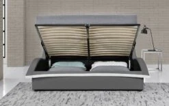 Lit Coffre à Led Simili Cuir Gris Liseré Blanc Vogue 180x200 Cm -Vente De Chambre lit coffre a led simili cuir gris lisere blanc vogue 180x200 cm 3557630025370 206508