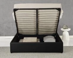 Lit Coffre à Led Simili Cuir Noir Balto 140 -Vente De Chambre lit coffre a led simili cuir noir balto 140 3557630016750 229933