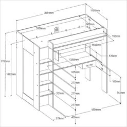 Lit Combiné Mezzanine Enfant - Décor Chêne Et Blanc - Sommier Inclus - 90 X 200 Cm -Vente De Chambre lit combine mezzanine enfant decor chene et blanc sommier inclus 90 x 200 cm 3480940296881 1426511
