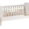 Lit Enfant 70x140 Cm Bois Laqué Blanc Et Pieds Pin Massif Clair Kiddy