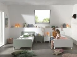 Lit Enfant 90x200 Cm Avec Sommier Bois Blanc Satiné Funy -Vente De Chambre lit enfant 90x200 cm avec sommier bois blanc satine funy 5420070232418 589066