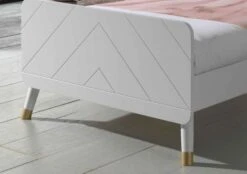 Lit Enfant 90x200 Cm Avec Sommier Bois Blanc Satiné Funy -Vente De Chambre lit enfant 90x200 cm avec sommier bois blanc satine funy 5420070232418 594062