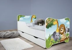 Lit Enfant à Tiroir Et Matelas 70x140 Cm Africa -Vente De Chambre lit enfant a tiroir africa melamine blanc 70x140 cm 5902533410064 569620