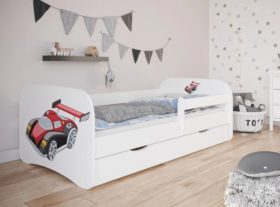 Lit Enfant Automobile Avec Sommiers Et Barrière De Sécurité Amovible Drimy 3 Lit Enfant Automobile Avec Sommiers Et Barrière De Sécurité Amovible Drimy – Image 3