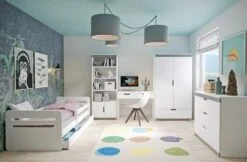Lit Enfant Avec Barrière De Sécurité Amovible Blanc Et Gris Moly -Vente De Chambre lit enfant avec barriere de securite amovible blanc et gris moly 3666722174695 1223608