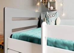 Lit Enfant Avec Barrière De Sécurité Amovible Blanc Et Gris Moly -Vente De Chambre lit enfant avec barriere de securite amovible blanc et gris moly 3666722174695 1223613