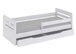 Lit Enfant Avec Barrière De Sécurité Amovible Blanc Moly