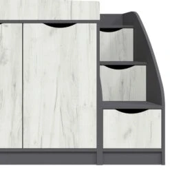 Lit Enfant Avec Rangements 70x160cm Gris Et Bois Clair -Vente De Chambre lit enfant avec rangements 70x160cm gris et bois clair 3327480063040 1223574