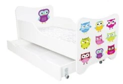 Lit Enfant Avec Sommier Et Matelas à Tiroir Chouettes 80x160