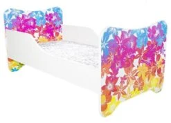 Lit Enfant Avec Sommier Et Matelas Un Monde Joyeux Fleurs 80x160