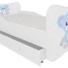 Lit Enfant Bois Blanc à Tiroirs Avec Imprimé Ourson Bleu 70x140 Ou 80x160 Cm - Sommier Et Matelas Inclus - Ondula