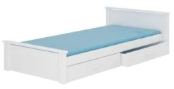 Lit Enfant Bois Pin Blanc 90x200 Cm Avec 2 Tiroirs De Rangement Lydia