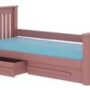 Lit Enfant Bois Pin Rose 90x200 Cm Avec 2 Tiroirs De Rangement Rallye