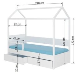Lit Enfant Cabane Bois Pin Blanc 90x200 Cm Avec Barriére Et 2 Tiroirs De Rangement Forka -Vente De Chambre lit enfant cabane bois pin blanc 90x200 cm avec barriere et 2 tiroirs de rangement forka 3666722956338 1509475