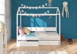Lit Enfant Cabane Bois Pin Naturel Et Bois Blanc 90x200 Cm Avec 2 Tiroirs De Rangement Forka -Vente De Chambre lit enfant cabane bois pin naturel et bois blanc 90x200 cm avec 2 tiroirs de rangement forka 3666722956345 1509454