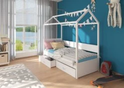 Lit Enfant Cabane Bois Pin Naturel Et Bois Blanc 90x200 Cm Avec 2 Tiroirs De Rangement Forka -Vente De Chambre lit enfant cabane bois pin naturel et bois blanc 90x200 cm avec 2 tiroirs de rangement forka 3666722956345 1509455