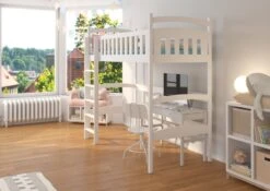 Lit Enfant Mezzanine Bois De Pin Blanc 90x200 Cm Mikola -Vente De Chambre lit enfant mezzanine bois de pin blanc 90x200 cm mikola 3666722954006 1508835