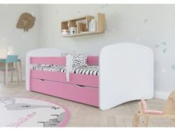 Lit Enfant Rose Avec Sommiers Et Barrière De Sécurité Amovible Drimy -Vente De Chambre lit enfant rose avec sommiers et barriere de securite amovible drimy 3666722169707 1230661