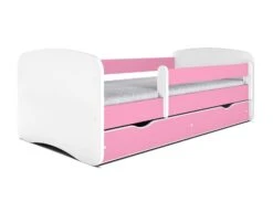 Lit Enfant Rose Avec Sommiers Et Barrière De Sécurité Amovible Drimy