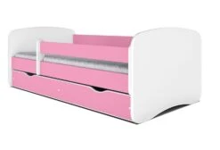 Lit Enfant Rose Avec Sommiers Et Barrière De Sécurité Amovible Drimy -Vente De Chambre lit enfant rose avec sommiers et barriere de securite amovible drimy 3666722169707 1235771