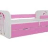 Lit Enfant Rose Licorne Avec Sommiers Et Barrière De Sécurité Amovible Drimy