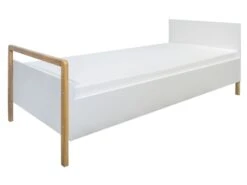 Lit Enfant Scandinave Blanc Et Bois De Chêne Vernis Vanka 80x180 Cm