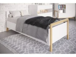 Lit Enfant Scandinave Blanc Et Bois De Chêne Vernis Vanka 80x180 Cm -Vente De Chambre lit enfant scandinave blanc et bois de chene vernis vanka 80x180 cm 3666722167543 1232928