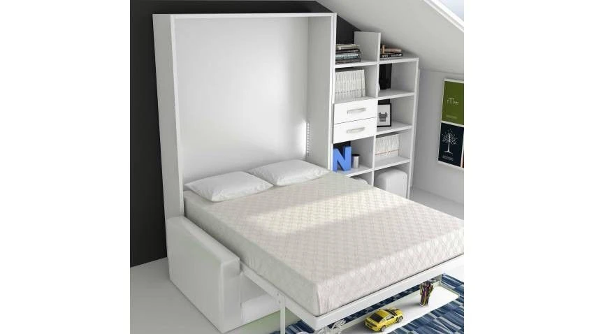 Lit Escamotable 90x190 Cm Avec Canapé Coffre Et étagères Modula 3 Lit Escamotable 90x190 Cm Avec Canapé Coffre Et étagères Modula – Image 3