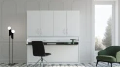 Lit Escamotable 90x190 Cm P 34 Cm Chocolat Avec étagères Et Bureau Miko -Vente De Chambre lit escamotable 90x190 cm p 34 cm chocolat avec etageres et bureau miko 3666722040501 673189