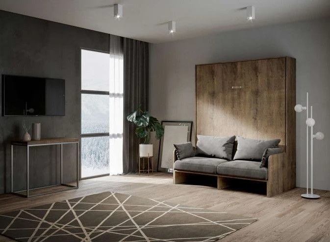 Lit Escamotable Vertical Avec Canapé Bois Noyer 120x190 Cm Kanto 3 Lit Escamotable Vertical Avec Canapé Bois Noyer 120x190 Cm Kanto – Image 3