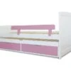 Lit Gigogne 2 Tiroirs Pin Massif Blanc Et Rose Tyson 90x190 Cm
