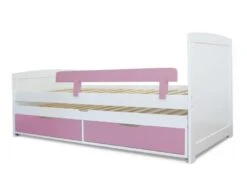 Lit Gigogne 2 Tiroirs Pin Massif Blanc Et Rose Tyson 90x190 Cm