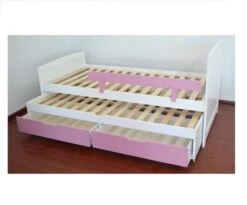 Lit Gigogne 2 Tiroirs Pin Massif Blanc Et Rose Tyson 90x190 Cm -Vente De Chambre lit gigogne 2 tiroirs pin massif blanc et rose tyson 90x190 cm 3327480044889 355935