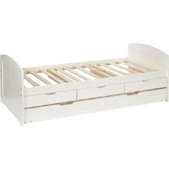 Lit Gigogne 4 Tiroirs Pin Massif Blanc Cezar 90x190 Cm