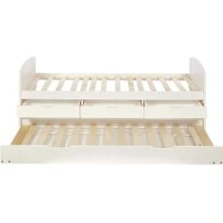 Lit Gigogne 4 Tiroirs Pin Massif Blanc Cezar 90x190 Cm -Vente De Chambre lit gigogne 4 tiroirs pin massif blanc larsen 90x190 cm 3248114150038 413799