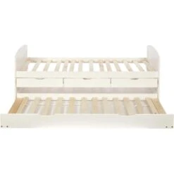 Lit Gigogne 4 Tiroirs Pin Massif Blanc Cezar 90x190 Cm -Vente De Chambre lit gigogne 4 tiroirs pin massif blanc larsen 90x190 cm 3248114150038 413802