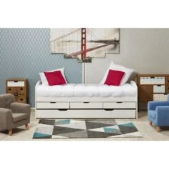 Lit Gigogne 4 Tiroirs Pin Massif Blanc Cezar 90x190 Cm -Vente De Chambre lit gigogne 4 tiroirs pin massif blanc larsen 90x190 cm 3248114150038 413803